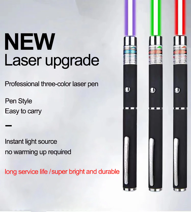 3 Pack Laser Pointer, Green, Blue, Red Light beam