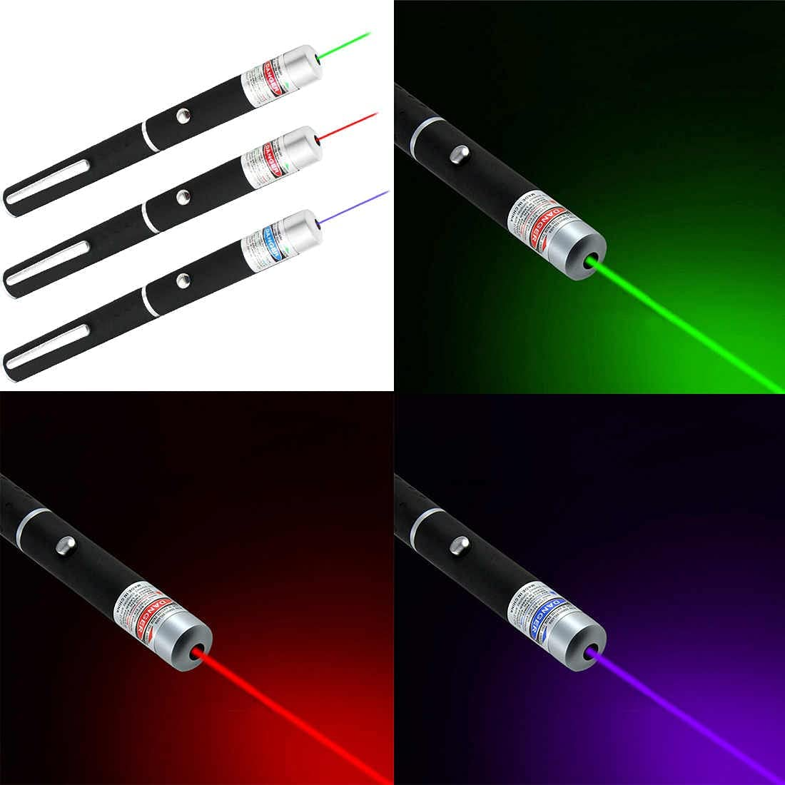 3 Pack Laser Pointer, Green, Blue, Red Light beam