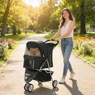 Pet Stroller with Storage (Black)